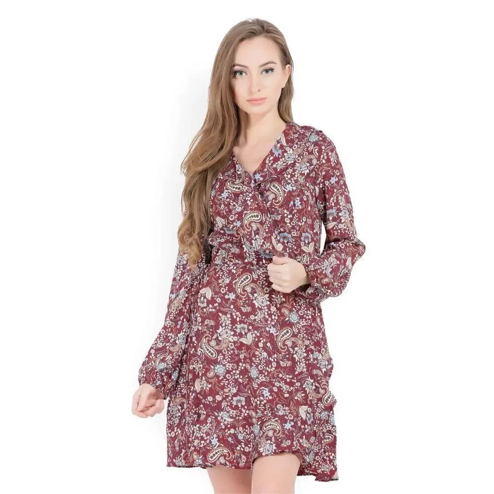 Womens Forever 21 + A-Line Burgundy Floral Print V Neckline Romper - Sz 3X